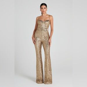 NADINE MERABI Gold Glamour Jumpsuit